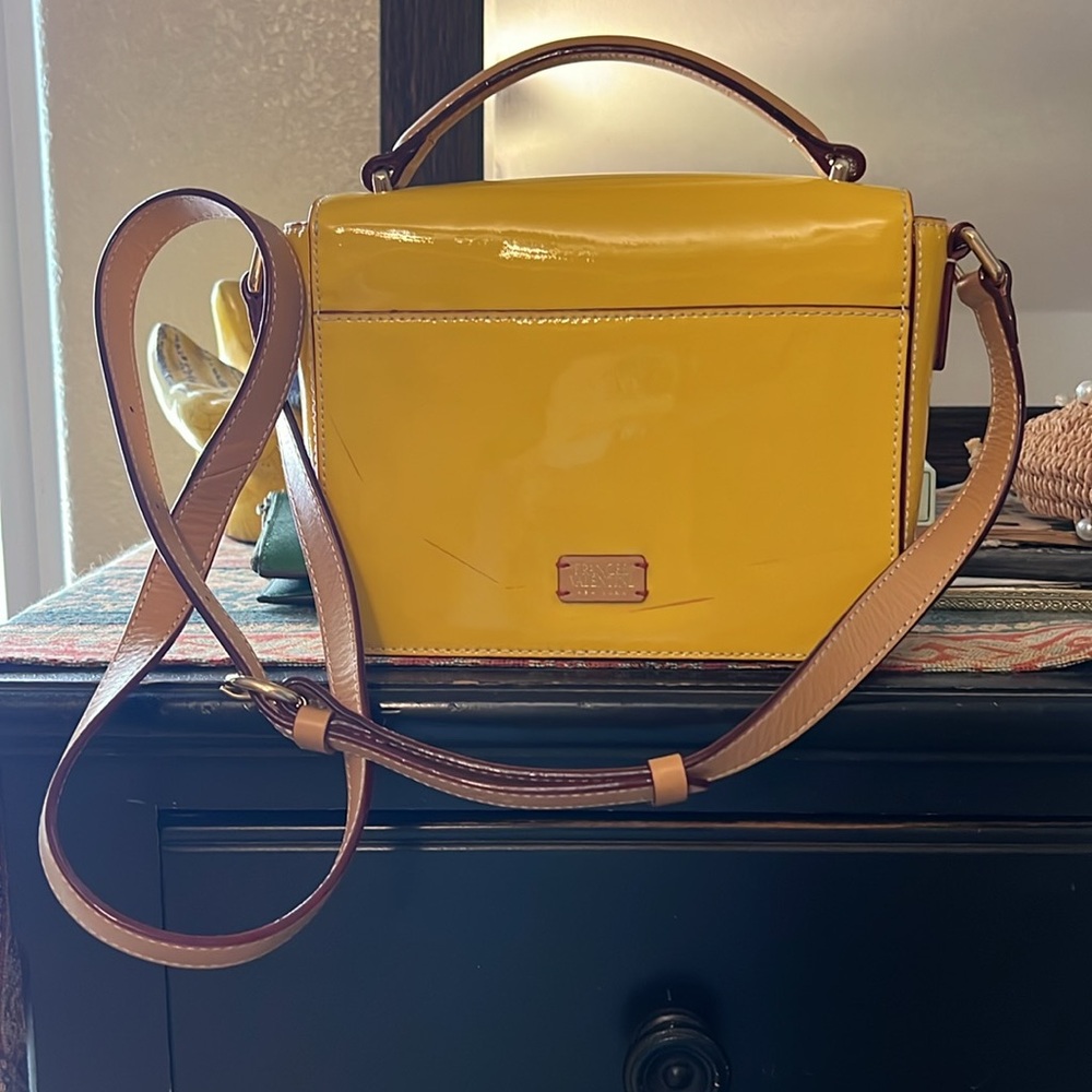Frances Valentine, yellow shiny crossbody. - Picture 4 of 6